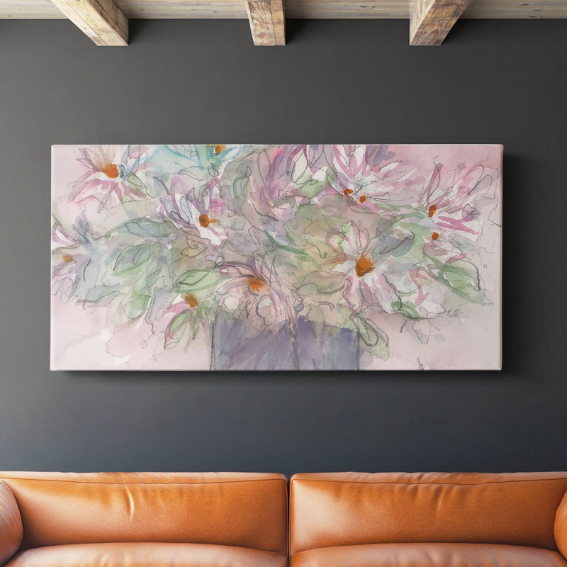 Flowering Bloom Moments II - Toile tendue avec châssis - Prêt à accrocher, H 16 po x l 32 po