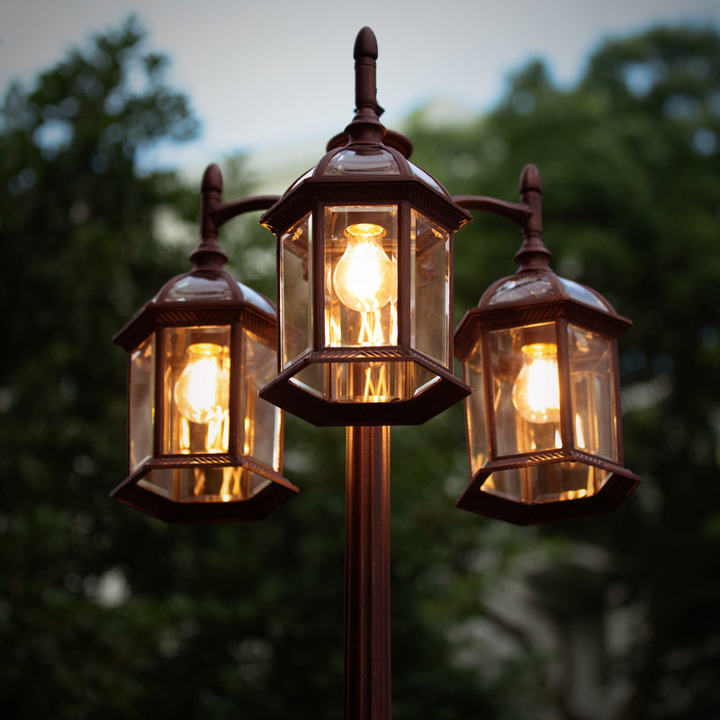 Lampadaire d'extérieur à DEL 3 lumières rouille