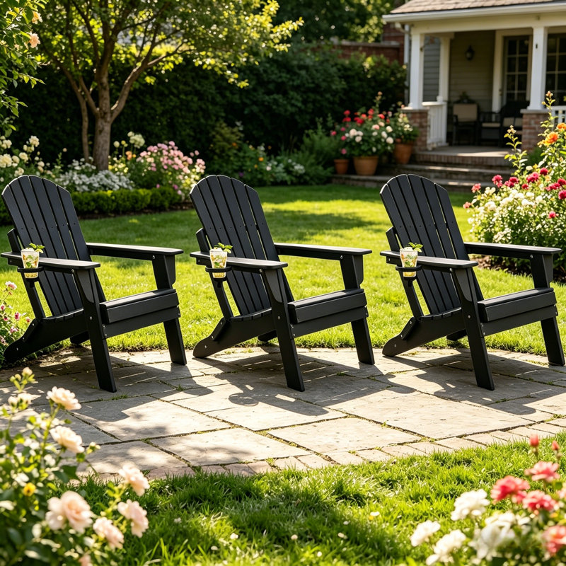 Chaise Adirondack pliable pour l'extérieur, Noir