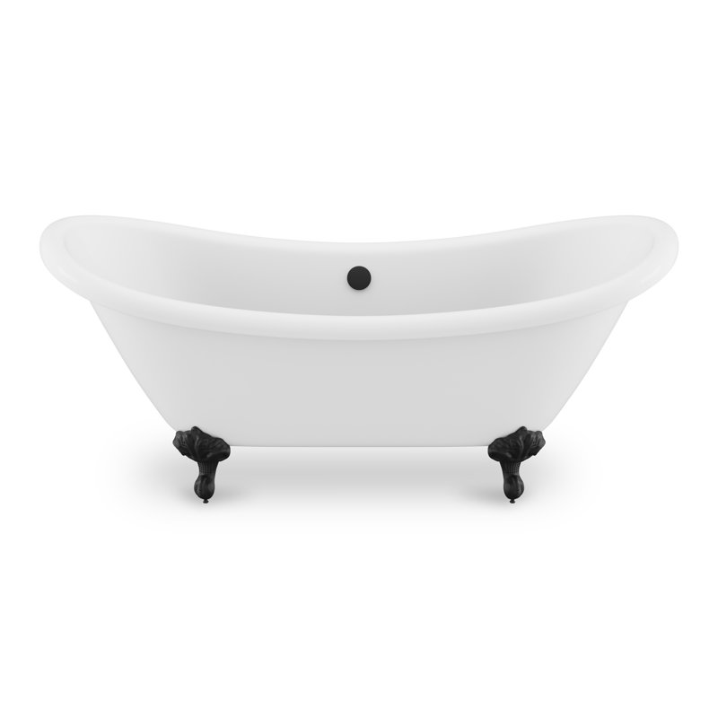 Baignoire de trempage autoportante en acrylique 70 po x 29 po, Noir mat