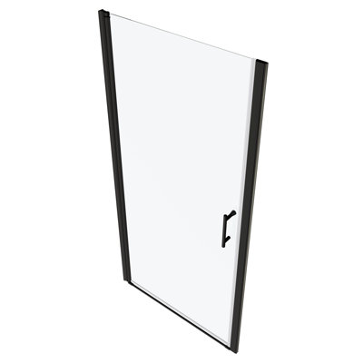 Universal Pivot Shower Door, Matted Black - 1/4" Tempered Clear Glass, 1 3/8" Adjustable, 36000 Times Tested, Leakage, Install Easily Door With Good Leak Property, Easy Installation Process