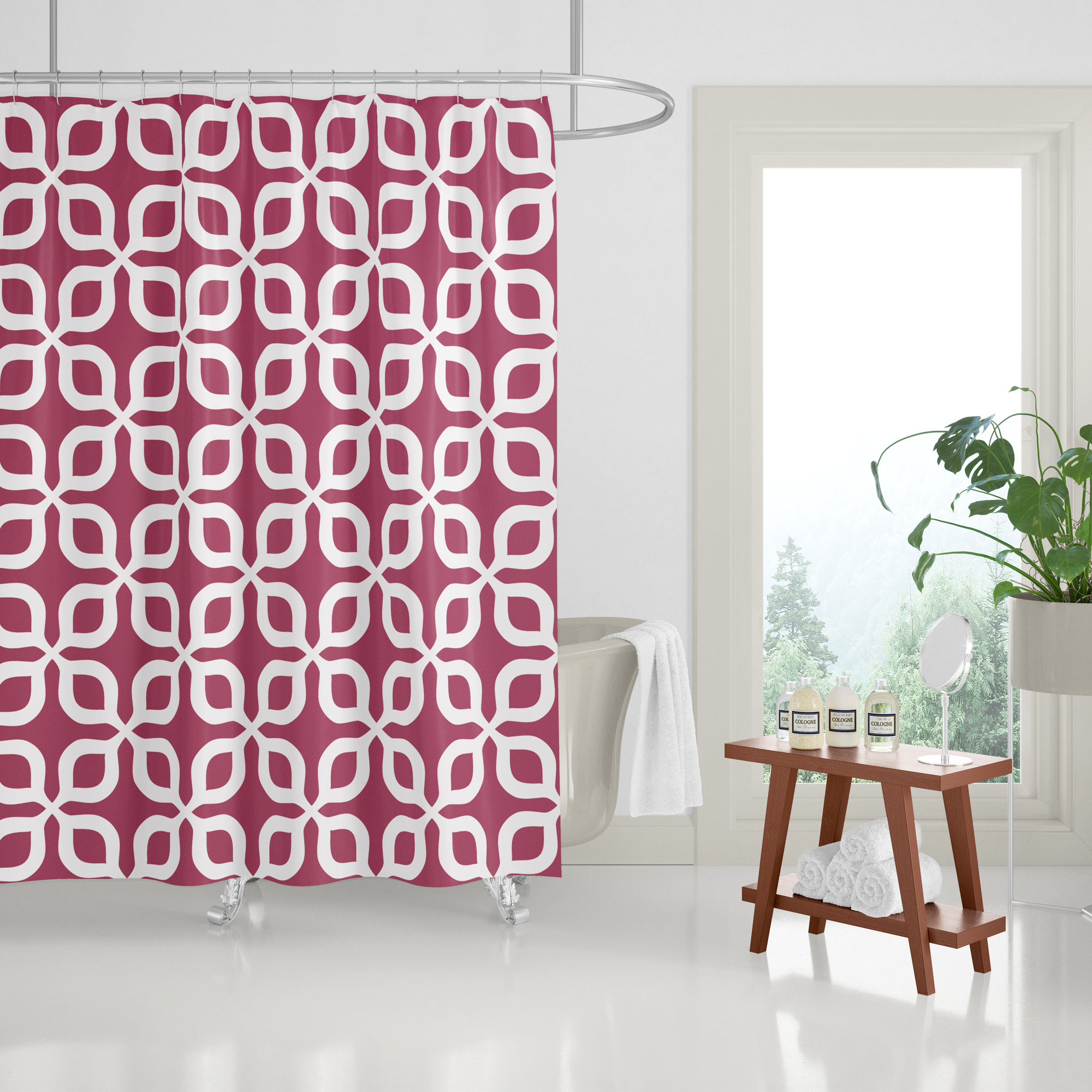 Pipper Polyester Shower Curtain, Magenta