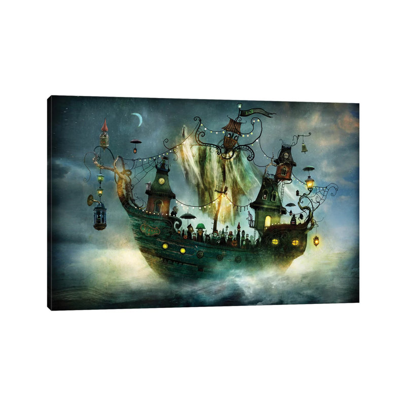 «Flying Rigmor» par Alexander Jansson - impression d'art graphique, Toile tendue, H 32 po x l 48 po x 1,5 po