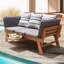Katinka Eucalyptus Outdoor Daybed Sofa with Folding Armrest & Coffee Tray with 3 Pillows