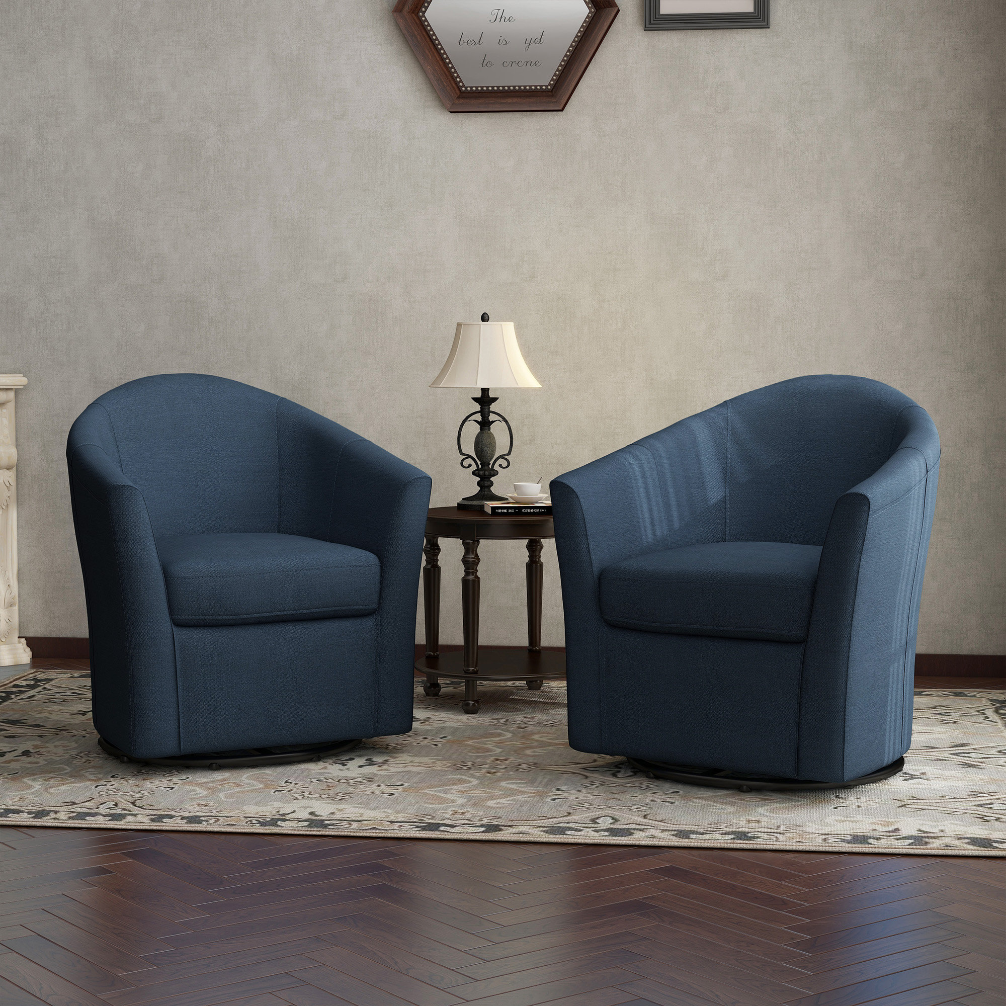 Wrought Studio Fauteuil demi-tonneau pivotant de 30,7 po de large Aunna ...