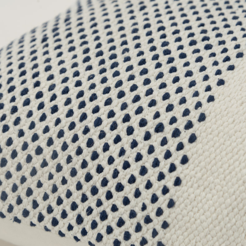 Housse et insert de coussin rectangulaire 100% coton Farina, Ivoire / bleu