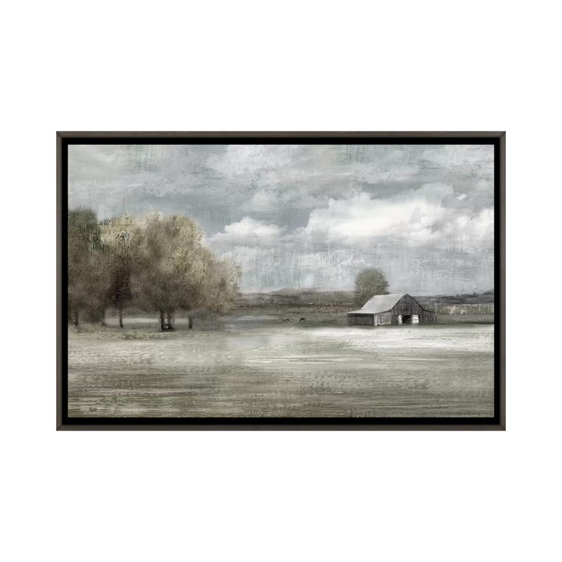 " Country Quiet " by Nan, 32" H x 48" W x 1.5" D, Dark Rustic Framed