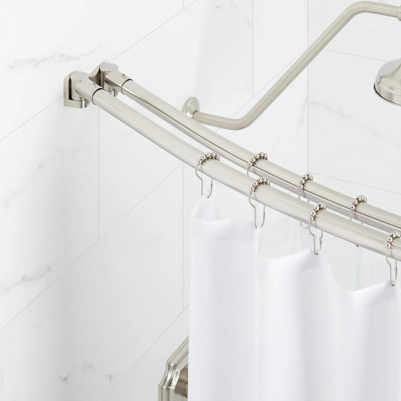 60" L Curved Fixed Shower Curtain Rod, Brushed Nickel