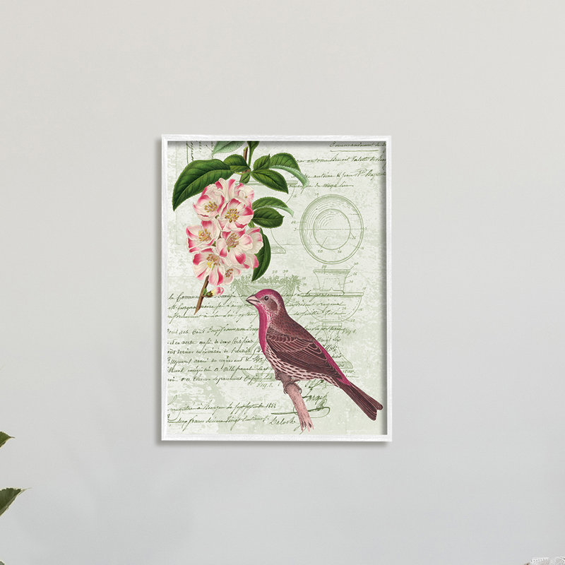 Rosier pinson par Daphne Polselli, H 30 po x l 24 po x P 1,5 po, Giclée encadrée blanc bord de mer