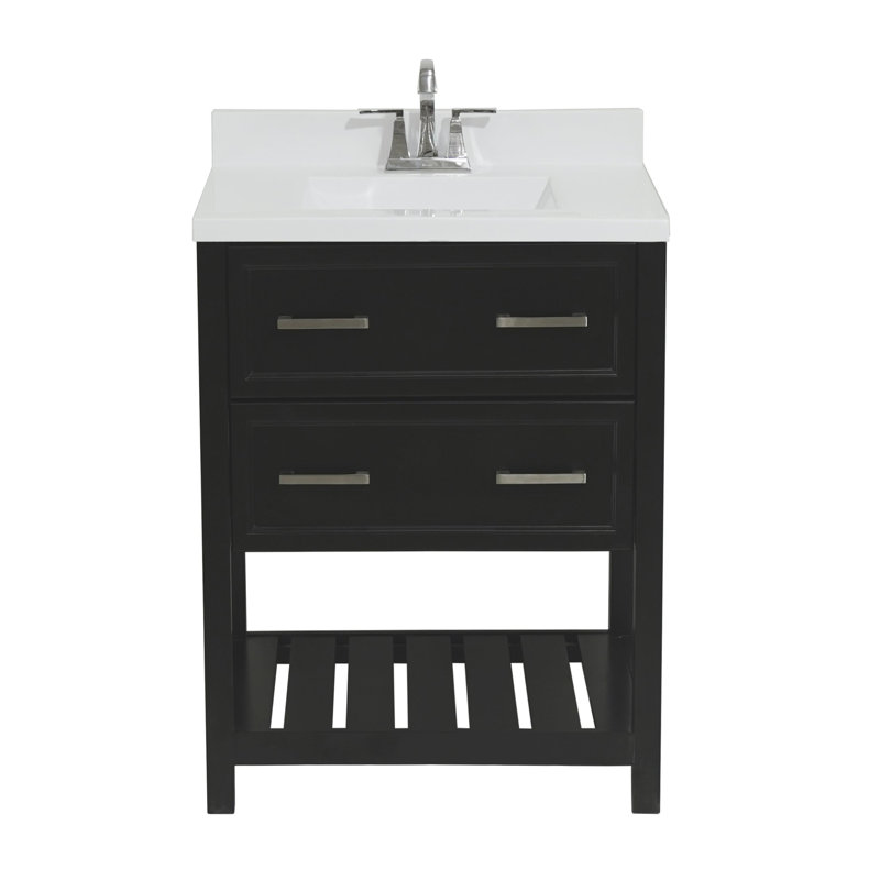 Milan 25'' Single Bathroom Vanity with Solid Surface Top, Espresso, White