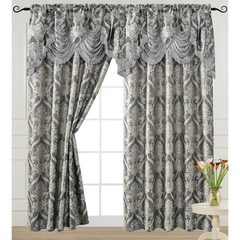 Paire de rideaux obscurcissant avec passe-tringle Luxury Ikat, Gris