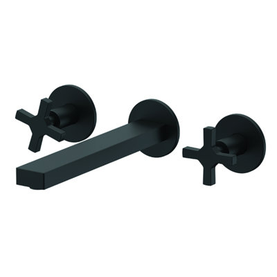 Robinet pour salle de bain à poignée double DQ - noir mat