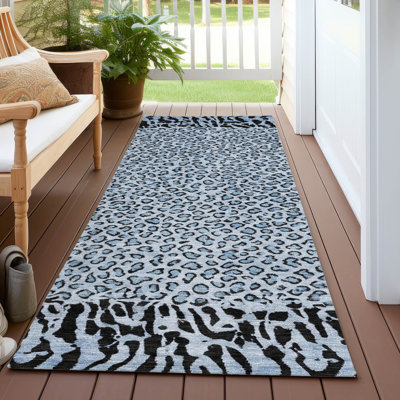 Machine Washable Indoor/Outdoor Claudian ACN1230 Blue Rug