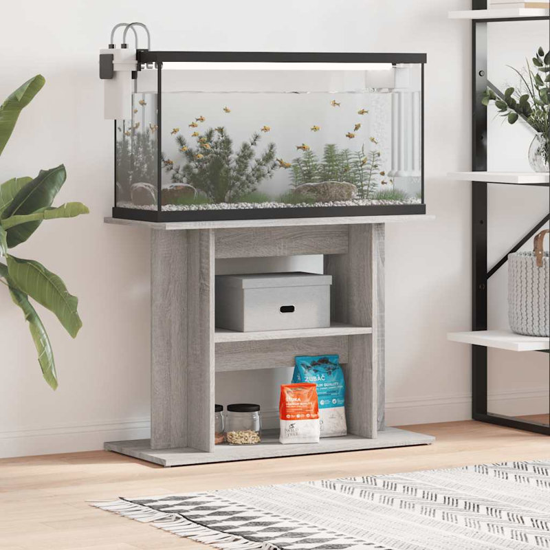 Cheryl Aquarium Stand, Grey Sonoma, 60cm H x 80cm W x 35cm D