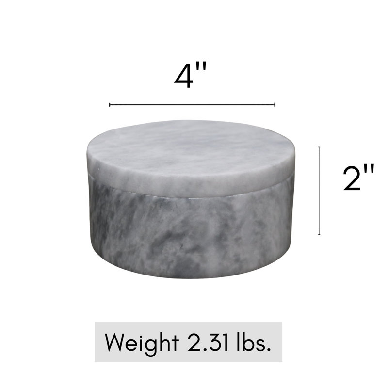 Round Marble Keepsake Box - Badal Gray