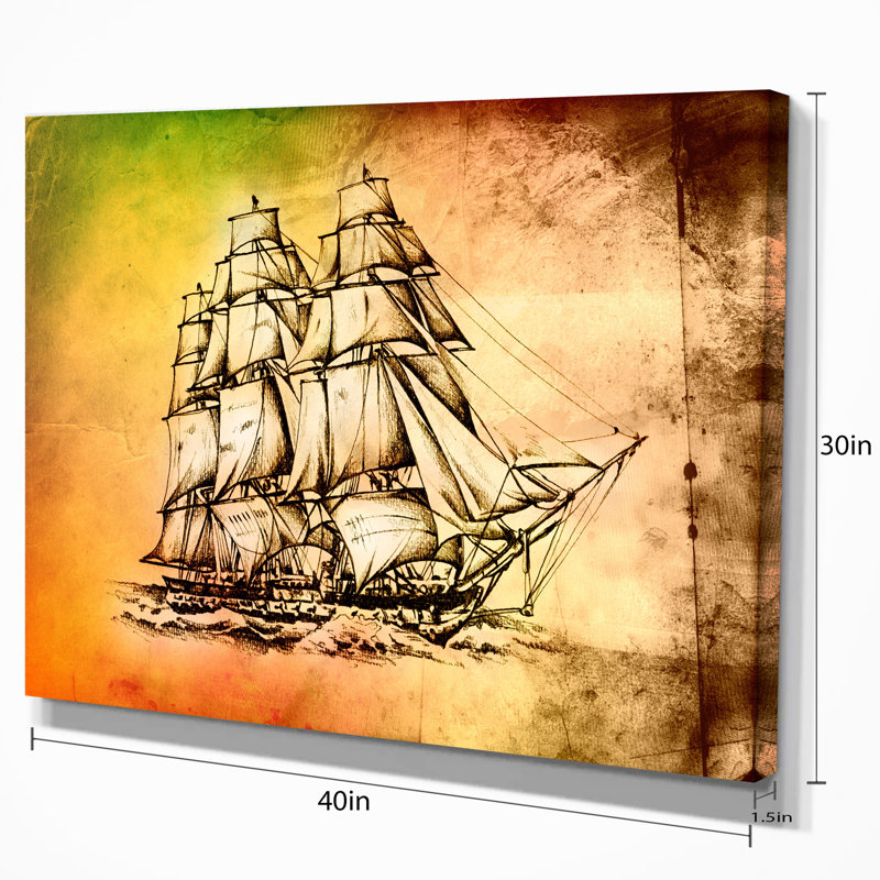 «Large Antique Moving Boat», impression, H 30 po x l 40 po x P 1,5 po, Toile tendue