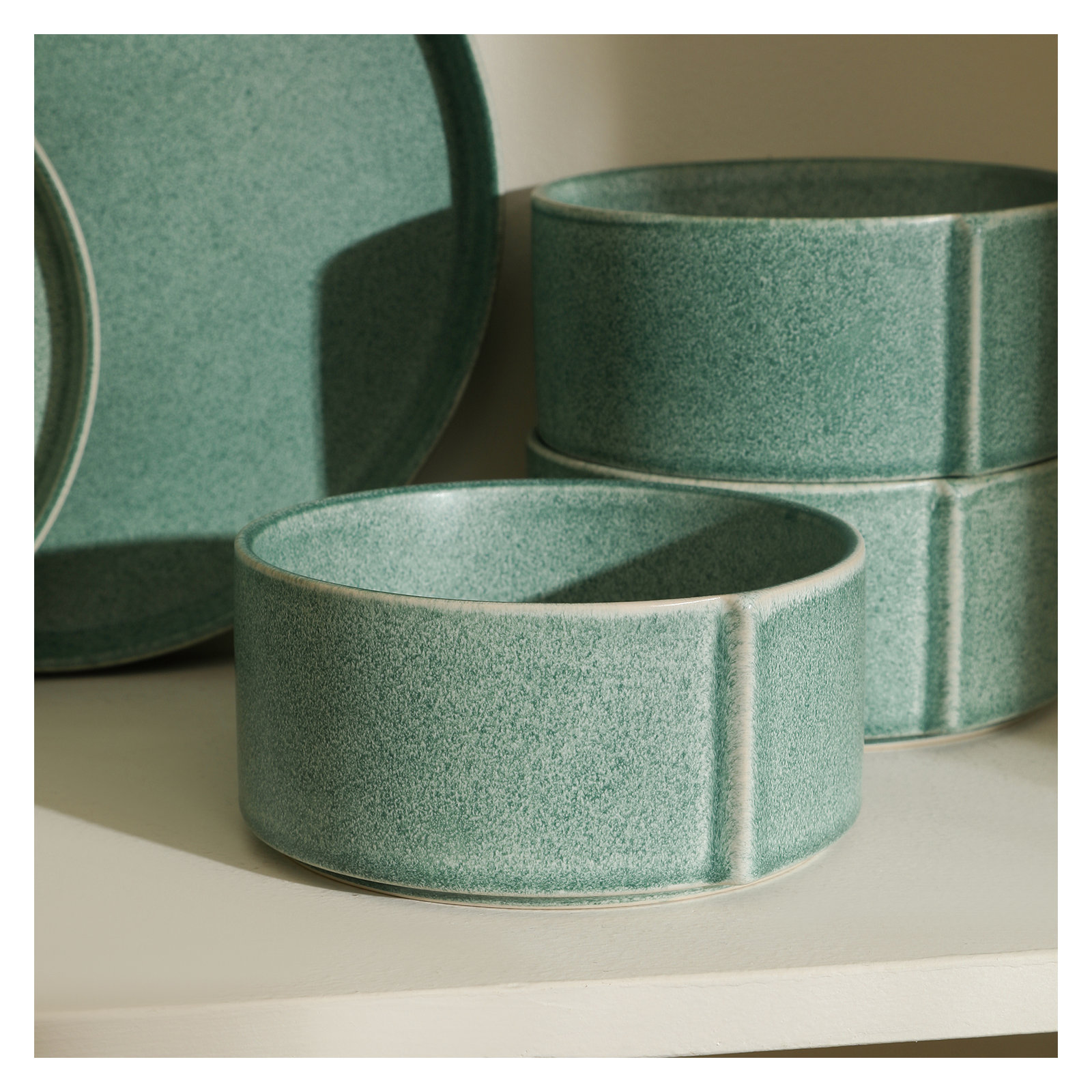Stone Lain Bao 12-Piece Dinnerware Set Stoneware, Green