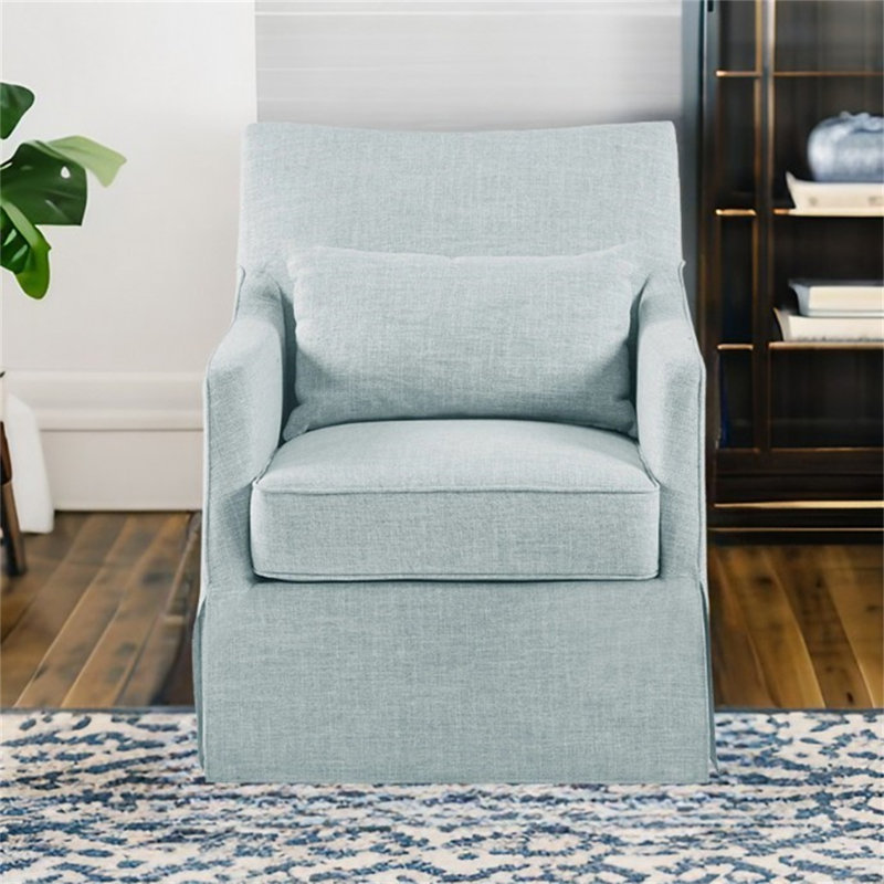 Fauteuil large pivotant, 100 % polyester bleu clair