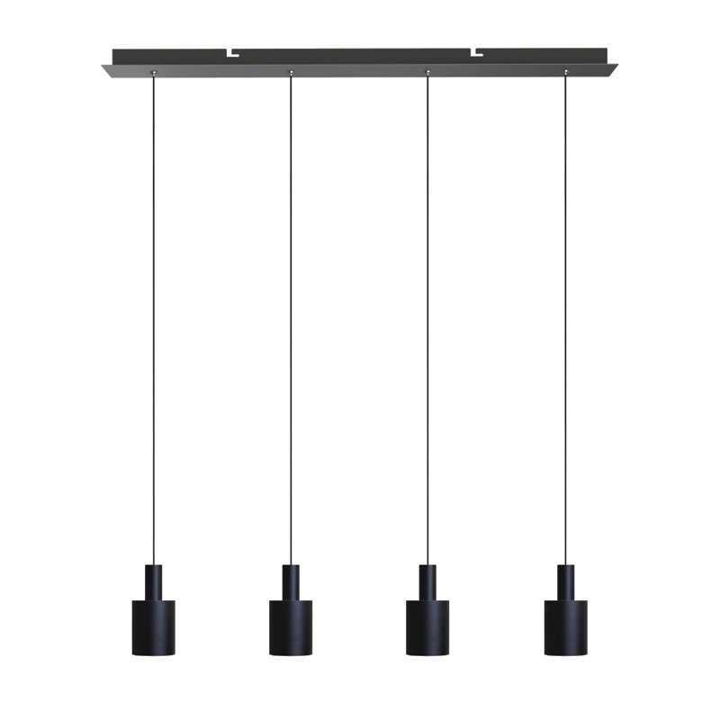 Luminaire suspendu linéaire à 4 lumières pour îlot de cuisine Essoura, Black/Black