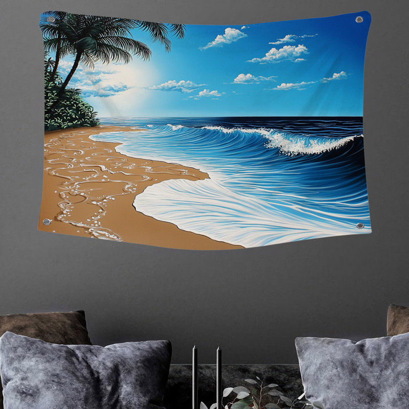 Tapisserie murale plage - décoration murale nature, H 50 po x l 60 po