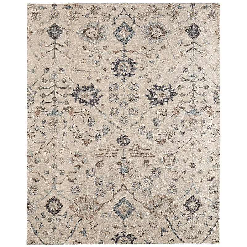 Springfield Transitional Floral & Botanical Ivory Area Rug, Rectangle 5' x 8'