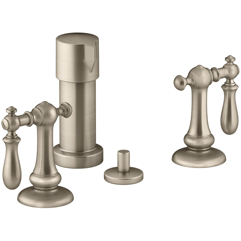 Artifacts Widespread Bidet Faucet with Swing Lever Handles, Vibrant Brushed Bronze