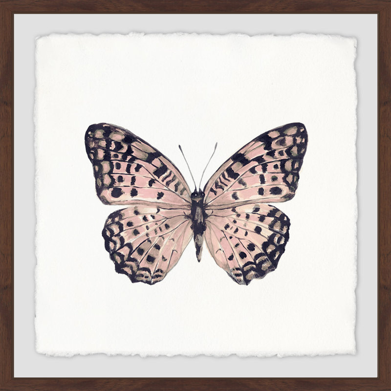 Papillon rose et noir-impression encadrée, H 12 po x l 12 po