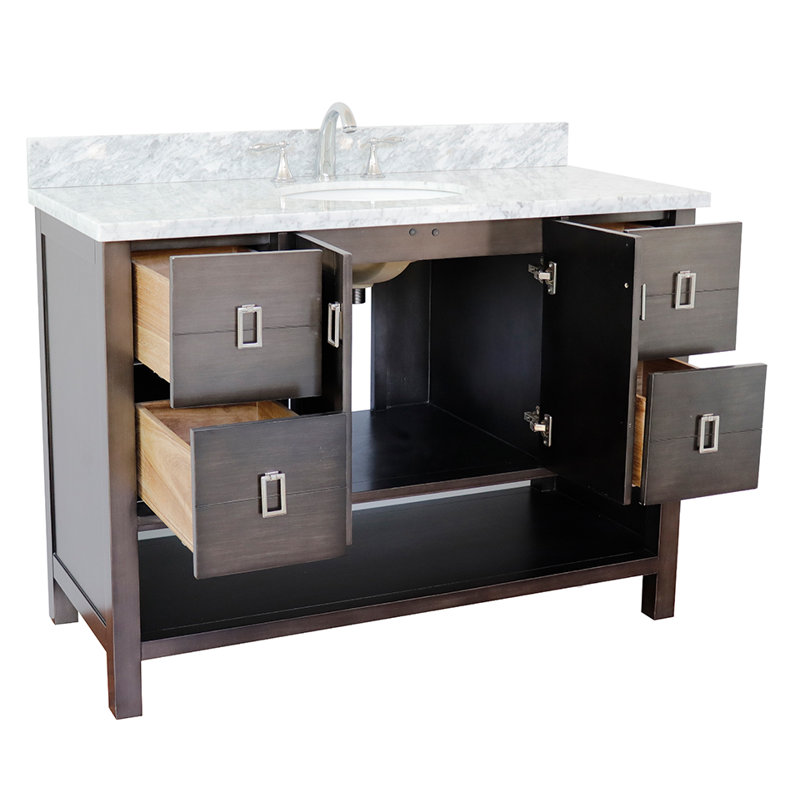 Wilhoit 49'' Single Bathroom Vanity with Top, Silvery Brown/White Carrara