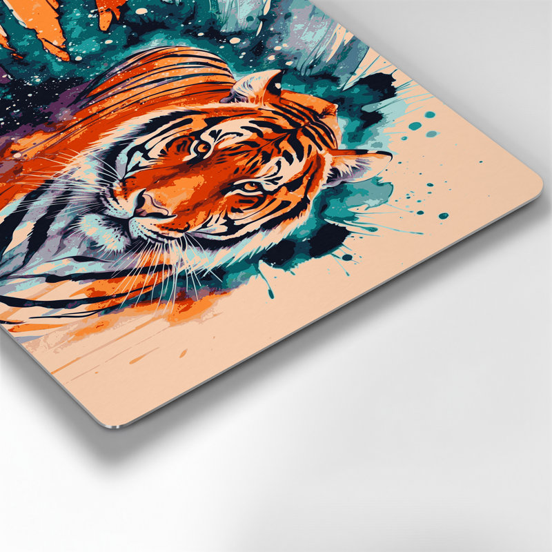 Wildlife Bengal Tiger Beige Metal Wall Art, 11" H x 14" W