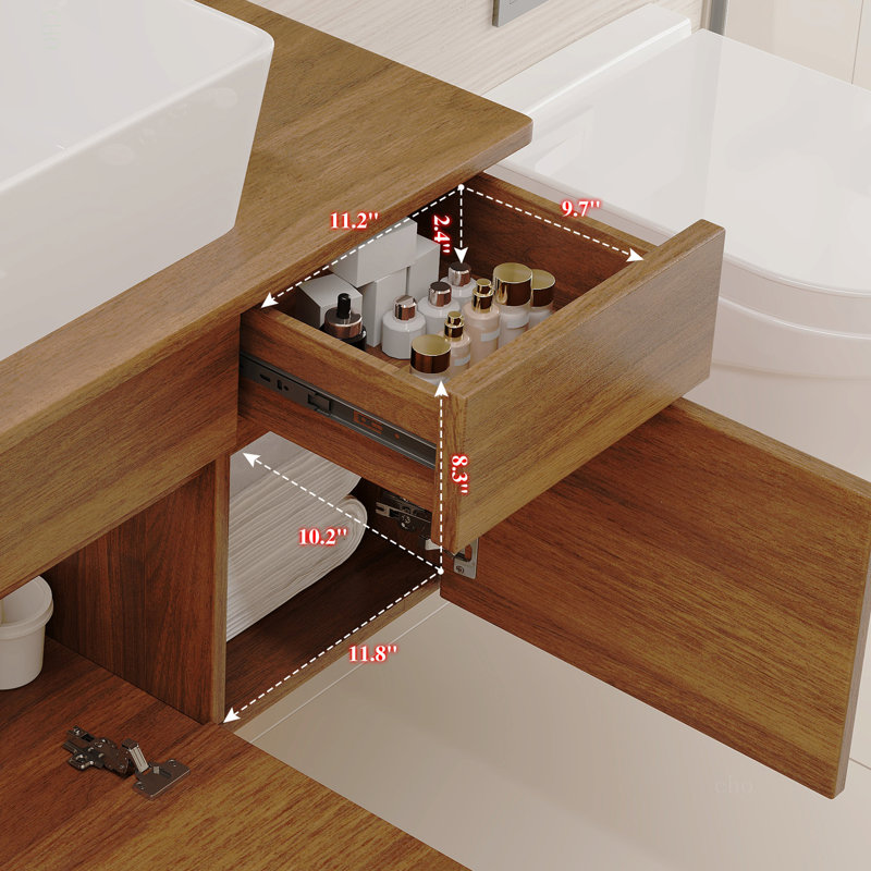 Petit meuble-lavabo flottant simple 31,5 pouces avec lavabo