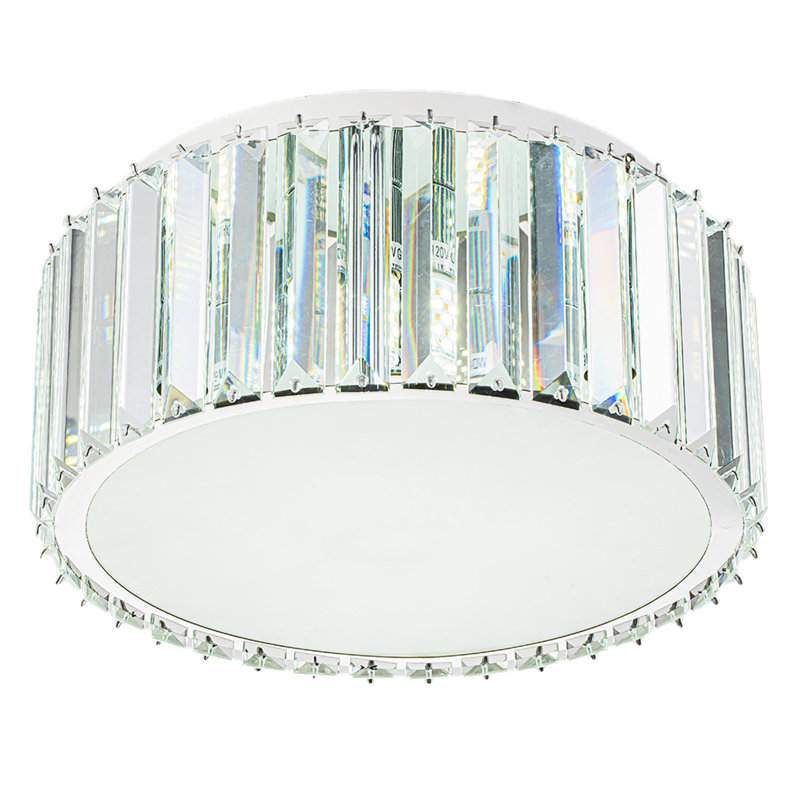 Brasfield Semi Flush Mount Chandelier with Crystal Shade, No Assembly Required, 4.72" H x 11.8" W x 11.8" D