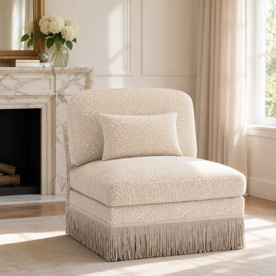 Canapé sans accoudoirs en chenille léopard avec 1 coussin