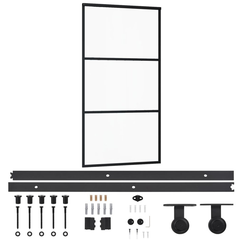 Mersie Glass Sliding Door, 205cm H x 102cm W x 2cm D
