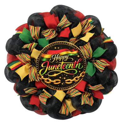 Happy Juneteenth Handmade Deco Mesh Wreath