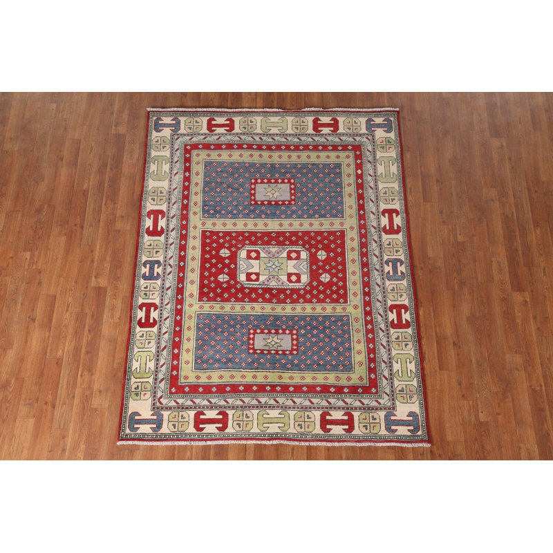 Tapis oriental géométrique Kazak 5 x 7