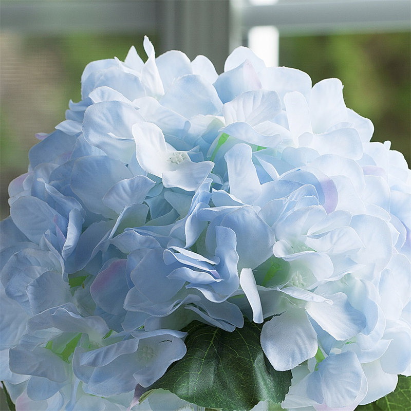 Faux Silk Hydrangea Arrangement in Vase, Blue