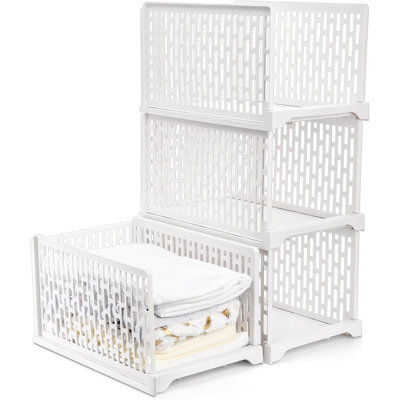 Ensemble de 4 paniers de rangement empilables en plastique, bacs de rangement pliables en plastique pour organisateur de placard, boîte de rangement pour garde-robe