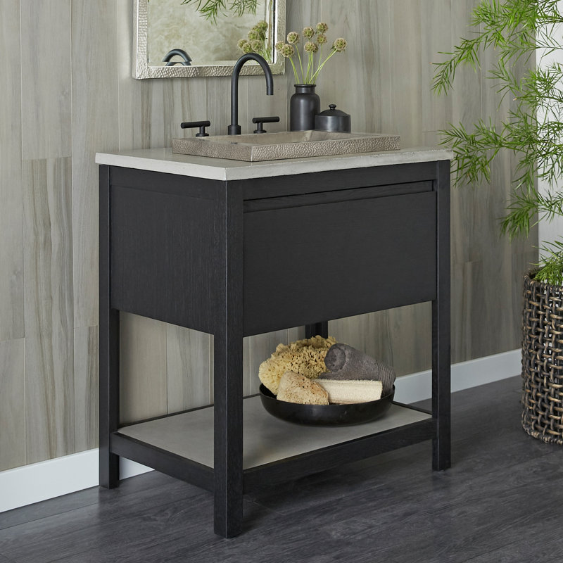 Plateau de meuble-lavabo simple 30,5 po, Frêne, Centres de 8 po