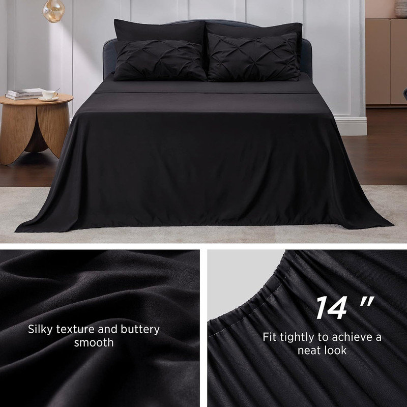Black Microfiber Full Down Alternative Comforter Set