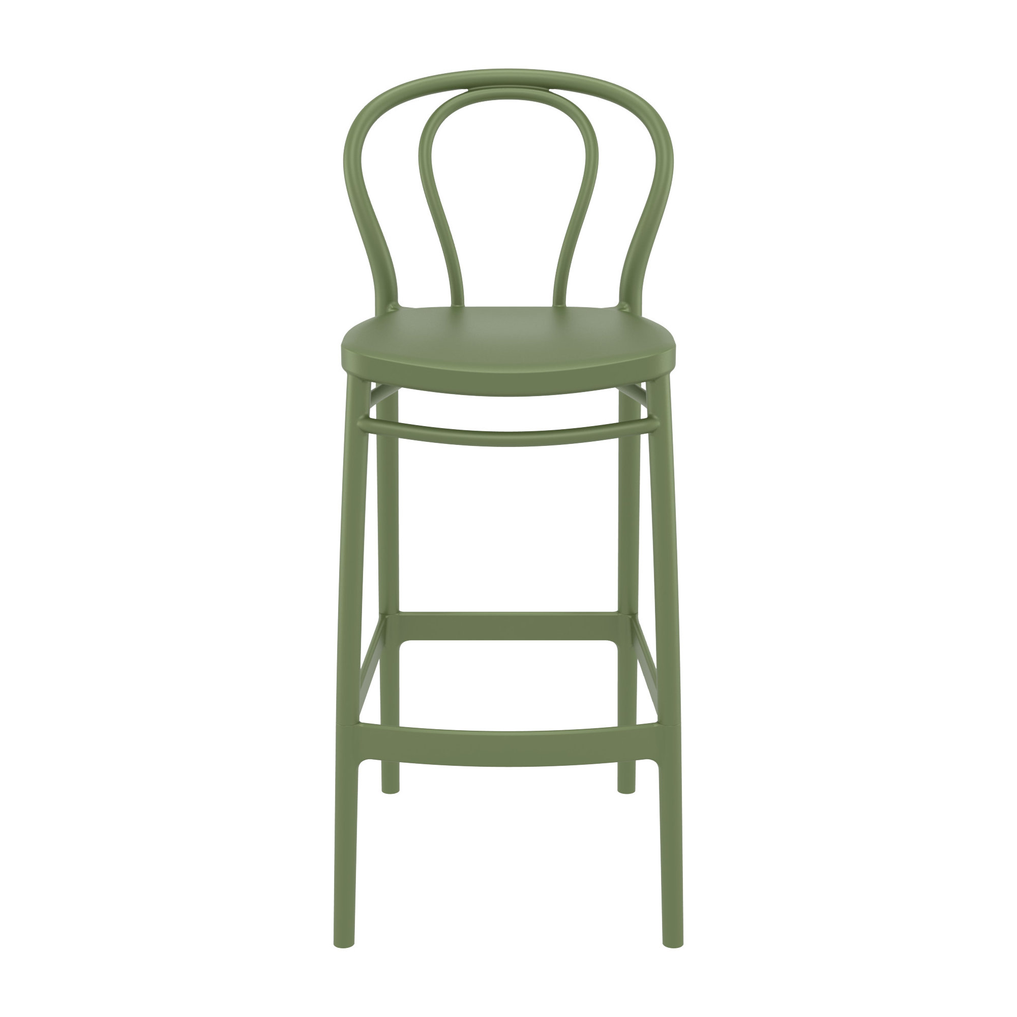 Farrah 41.7'' Solid Back Outdoor Bar Stool, Olive Green, Bar Stool (29.5" Seat Height)