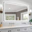 Miroir de salle de bain moderne sans cadre avec fonction de désembuage et lumière réglable-566337167-566337165-566337161