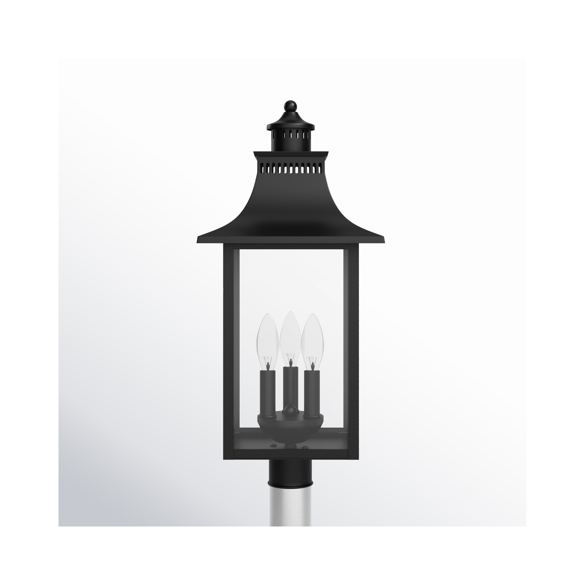 Amarone Transparent Metal Outdoor Lantern Head, Black