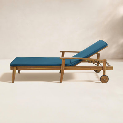 Saeon 28" Acacia Patio Chaise Lounge Set