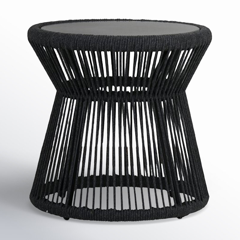Miami Outdoor Round Side Table, Charcoal