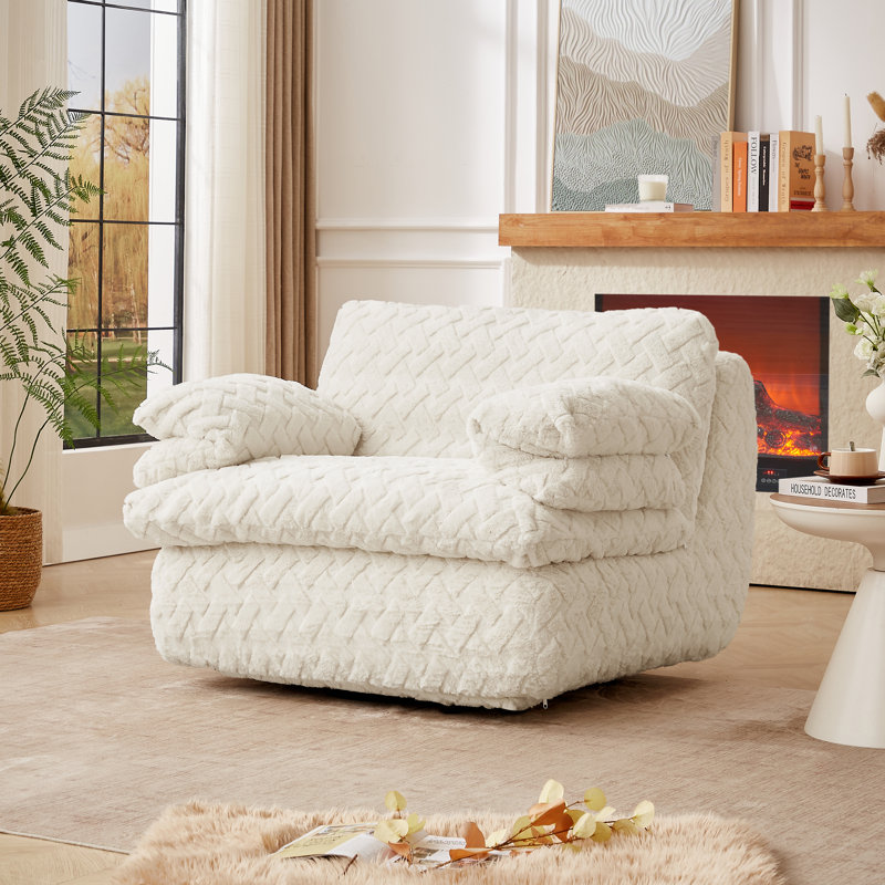 Fauteuil d'appoint pivotant avec dossier ergonomique Crosby, Blanc