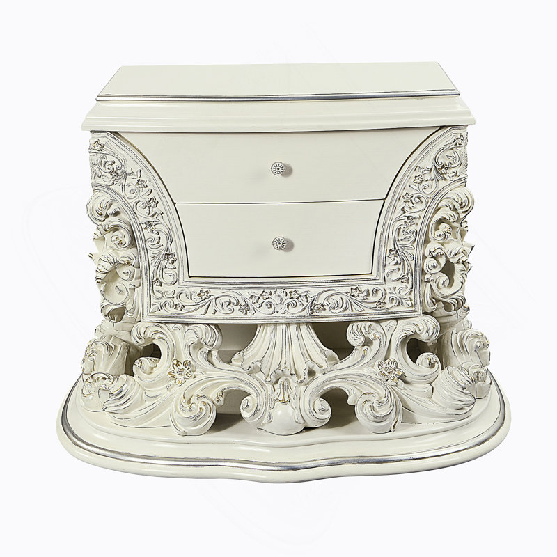 Table de chevet au fini blanc antique