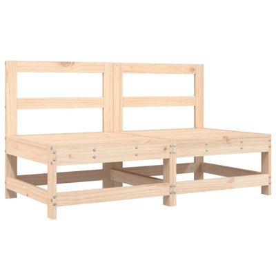 Ophelia & Co. Patio Middle Sofas 2 Pcs Solid Wood Pine by Ophelia & Co.