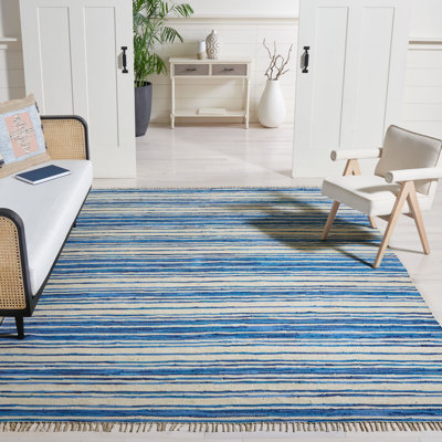Brogun Handwoven Cotton Ivory/Blue Area Rug