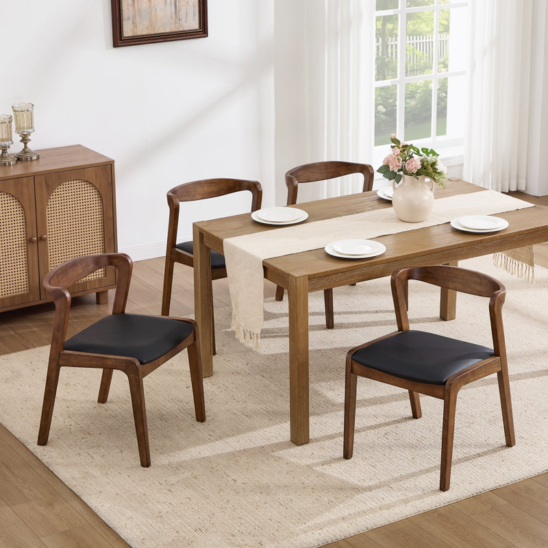 Chaise de salle à manger rembourrée avec dossier courbé 19,1 "Raeann ScandinRaeannn, Bois espresso, Noir