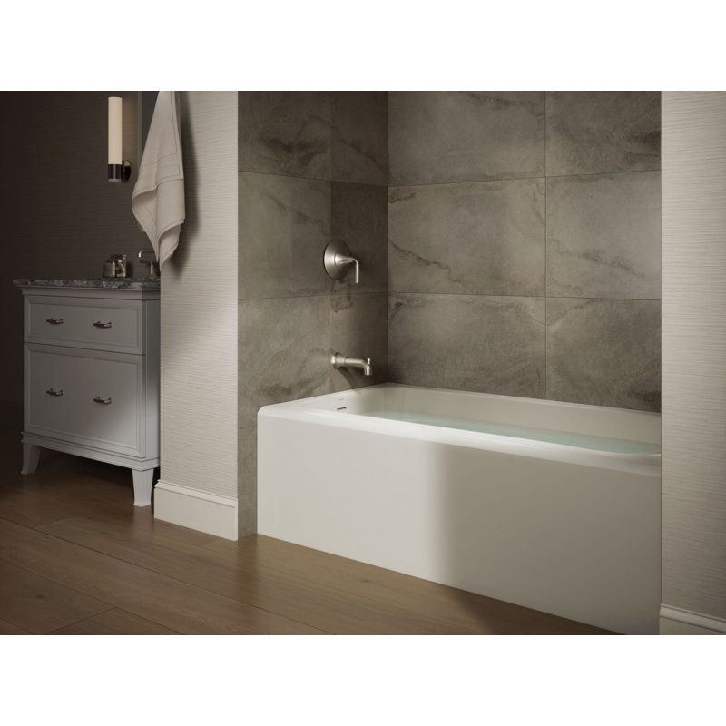 Avec 60 In. X 32 In. Alcove Bath, Right Drain, Off White, Left